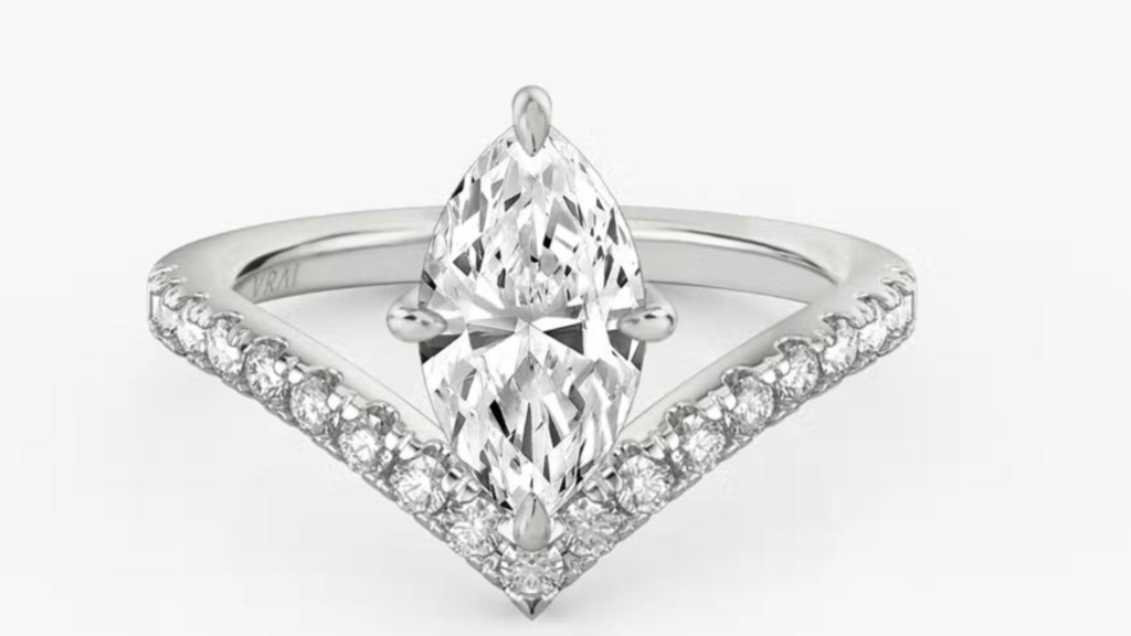 signature v diamond engagement ring